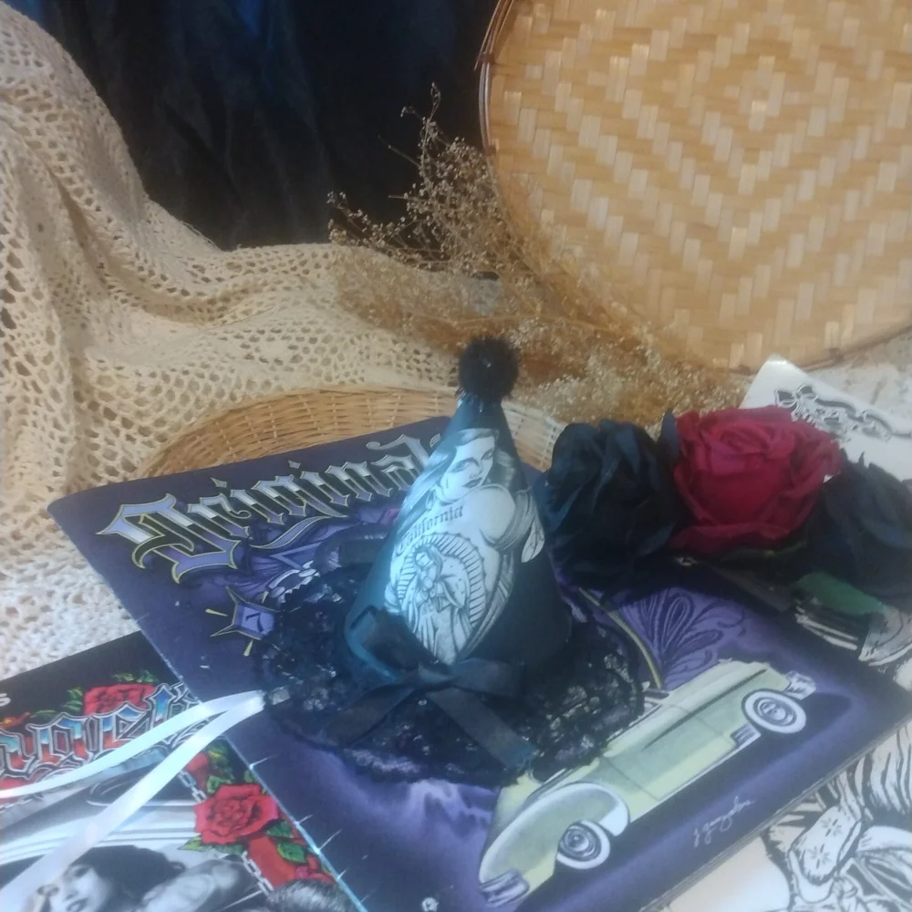 Black Party Hat with Gothic Design